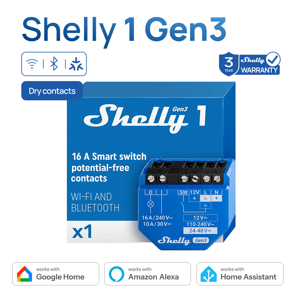 Shelly Plug - Inteligentny przełącznik suchy Shelly 1 Gen3