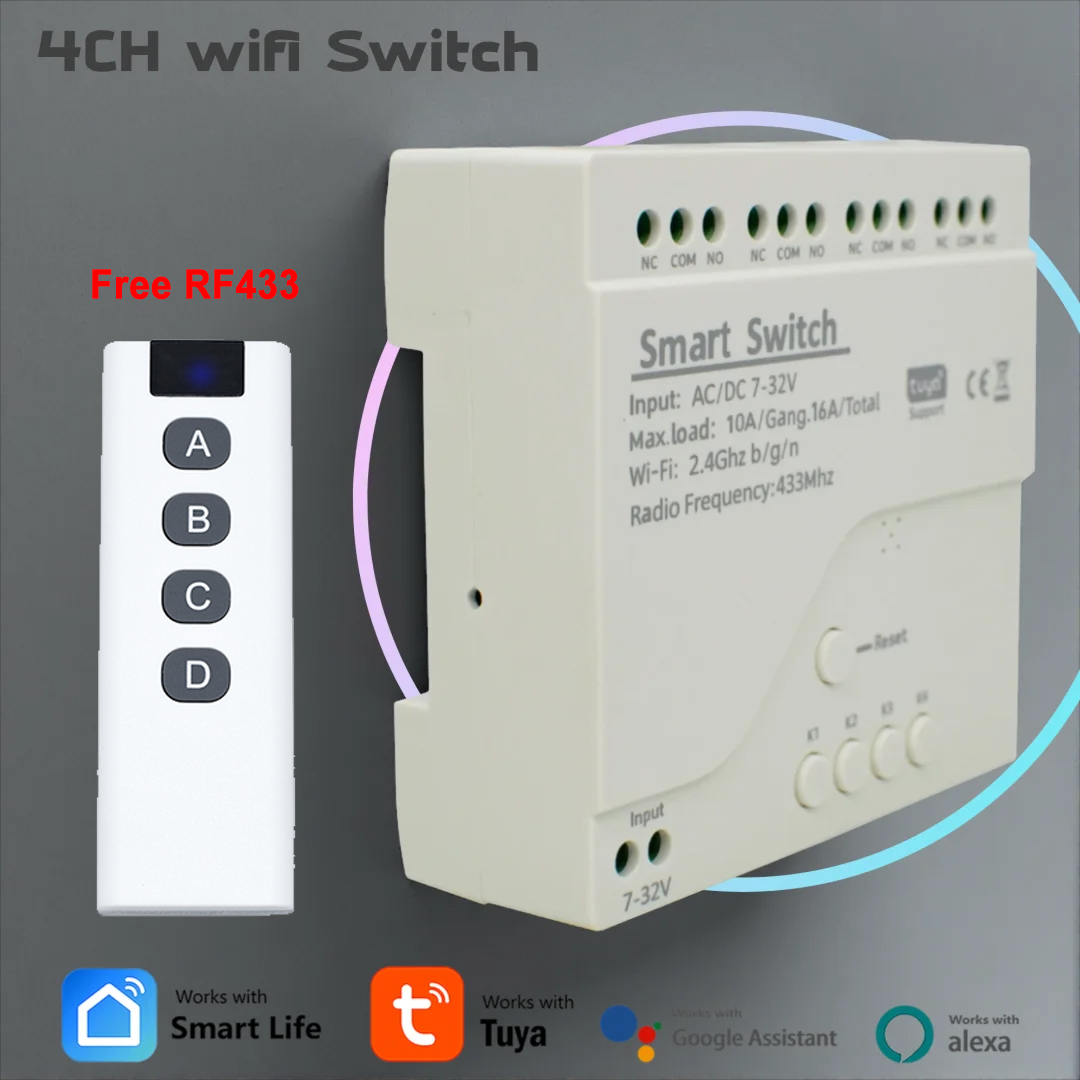 Tuya 4 Channel - 4-kanałowy wyłącznik WiFi Tuya Smart Switch