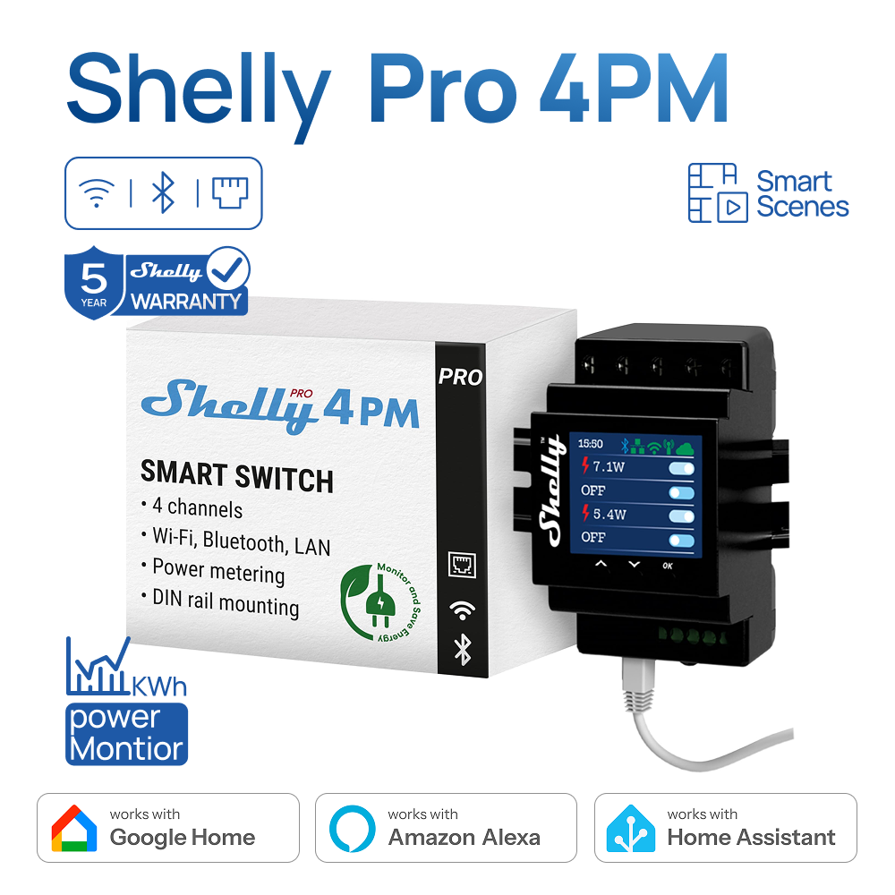 Shelly Plug - Shelly Pro 4PM cztery kanały przekaźnik